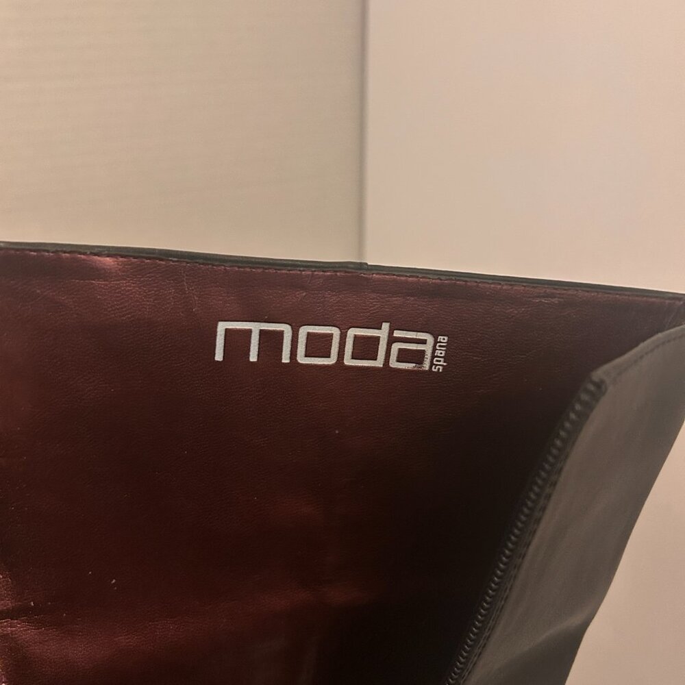 🖤 Moda Spain Black Leather Knee-High Boots | Pointed Toe | Size 8 - Picture 14 of 16